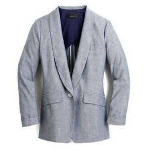 New J.Crew blue cotton linen blazer jacket